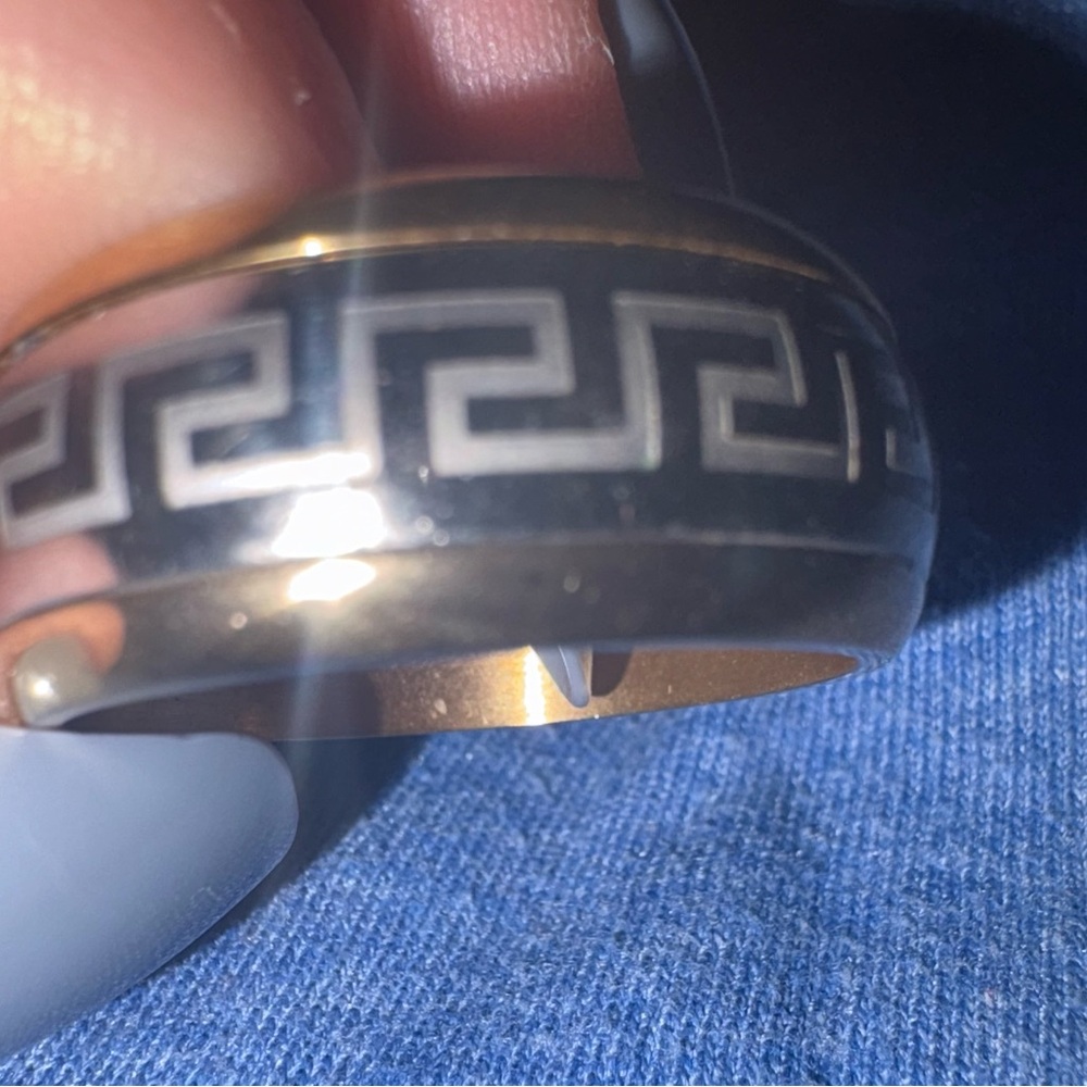 Men’s Very Unique Two Toned Stainless Steel Band Ring Greek Key Design Size 10
